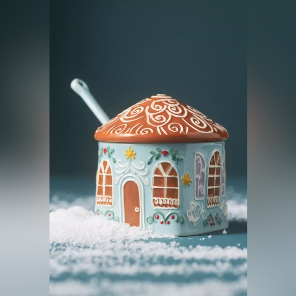 ANTHROPOLOGIE GINGERBREAD STONEWARE MUG AND SUGAR BOWL PURPLE BLUE NEW - Picture 12 of 13